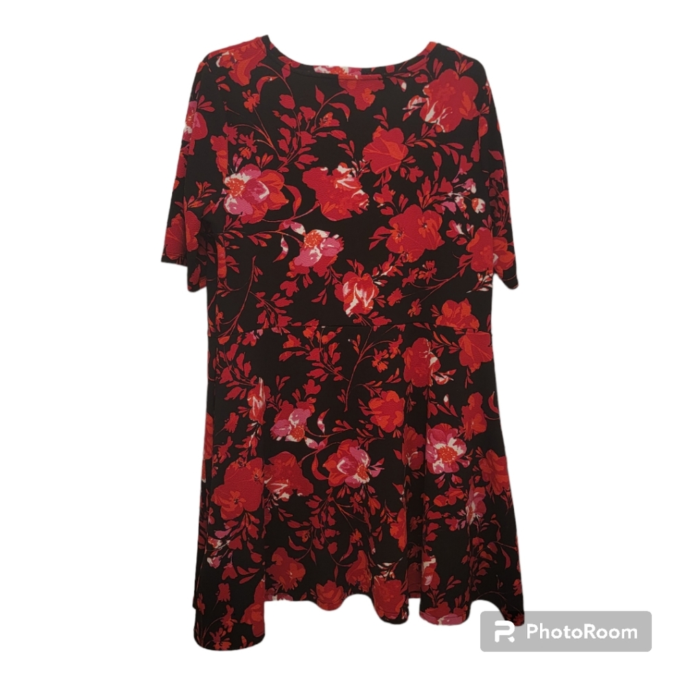 Apt. 9, Womens Black and Red Fit Flare Dress, Size XXL, Stretch Sleeves